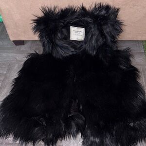 Abercrombie Midnight Black Faux Fur Vest